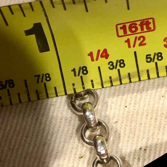 Sterling Silver Rolo Necklace and Blue Green Dichoic Glass 925 Pendant 24” - Picture 14 of 17